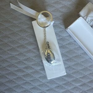 CHANEL Silver Oval Keychain GWP
